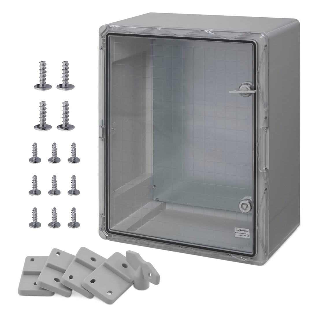 BOXEXPERT® Verteilerkasten aussen wasserdicht [ABS Kunststoff IP65 Gehäuse inkl. Sichttür] grau (Ser