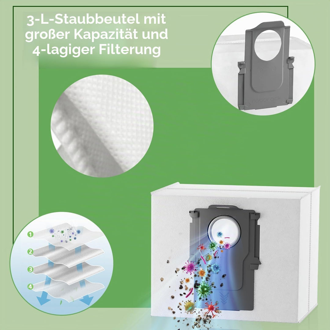 Zubehör für Roborock Q10 S5+ / Q10 X5+ Staubsauger, 1 Hauptbürste, 4 Hepa-Filter, 4 Wischtücher, 6 S