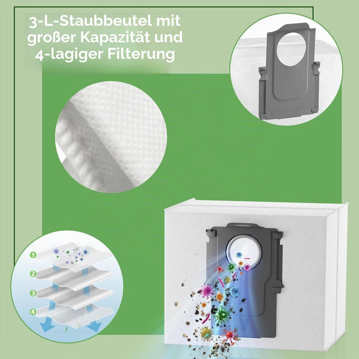 Zubehör für Roborock Q10 S5+ / Q10 X5+ Staubsauger, 1 Hauptbürste, 4 Hepa-Filter, 4 Wischtücher, 6 S