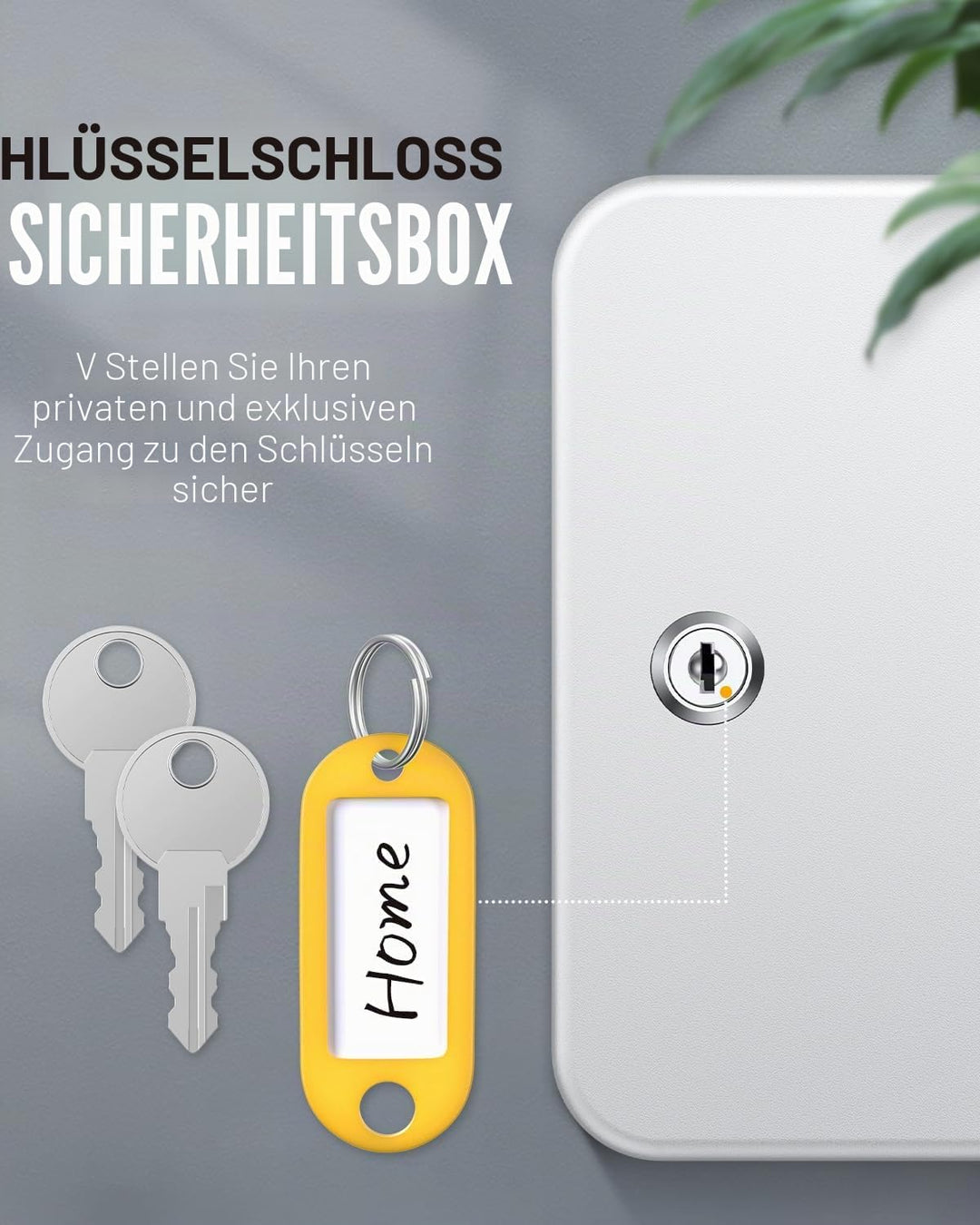 Uniclife Schlüsselschrank mit 20 Positionen, mit Schlüsselschloss, Wandmontage, weiss, Sicherheits-A