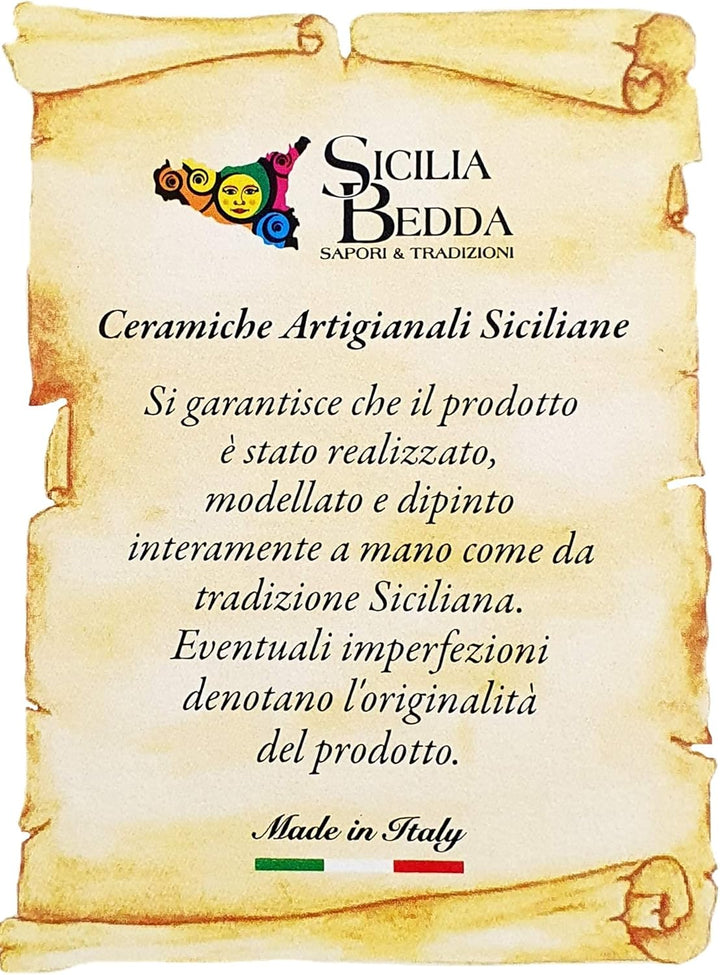 sicilia bedda - Sizilianischer Tannenzapfen mit verziertem Fuss - Majolika-Muster - Caltagirone-Kera