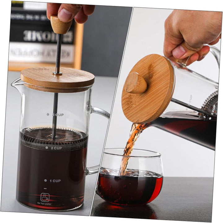 Alipis Kaffeeglas Pressekessel aus Hochborosilikat Glas mit Holzgriff Einfache Struktur und Kälte So