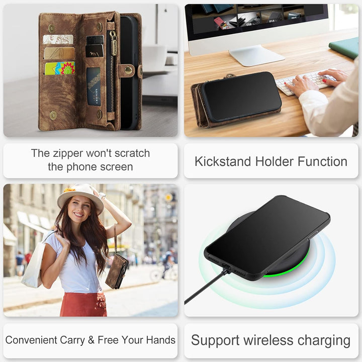 UFinetech 2-in-1 iPhone 11 Hülle Tasche Design Flip TPU Bumper Leder Abnehmbar Flexibel Magnetische