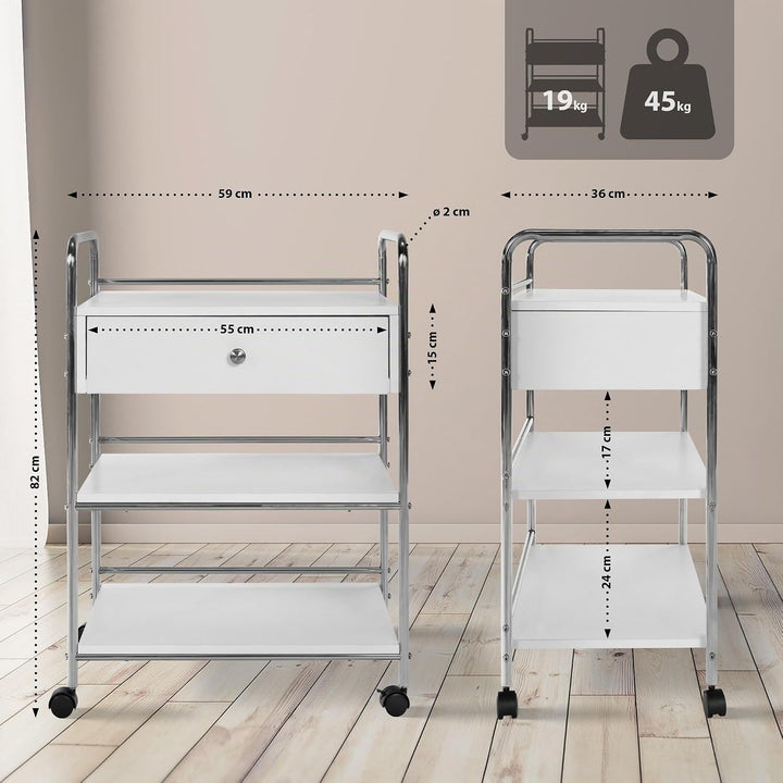 CLP Kosmetik-Gerätewagen PL912 mit Schublade I Arbeitswagen für den professionellen Einsatz I erhält