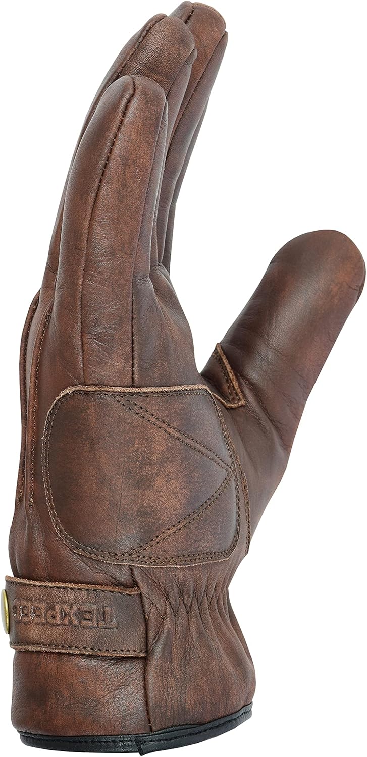 Texpeed Motorradhandschuhe Herren Leder - Biker Winter warm handschuhe - Weiches, leichtes echtes Br