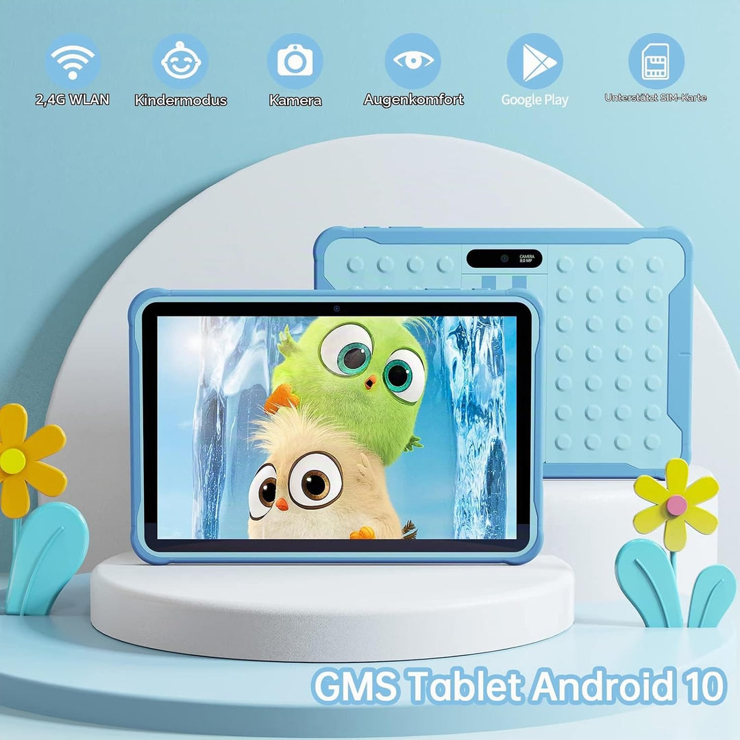 PRITOM Kinder Tablet 10 inch, Android 10,3G Telefon Tablet, Kindersicherung, WiFi Tablet für Kind, 6