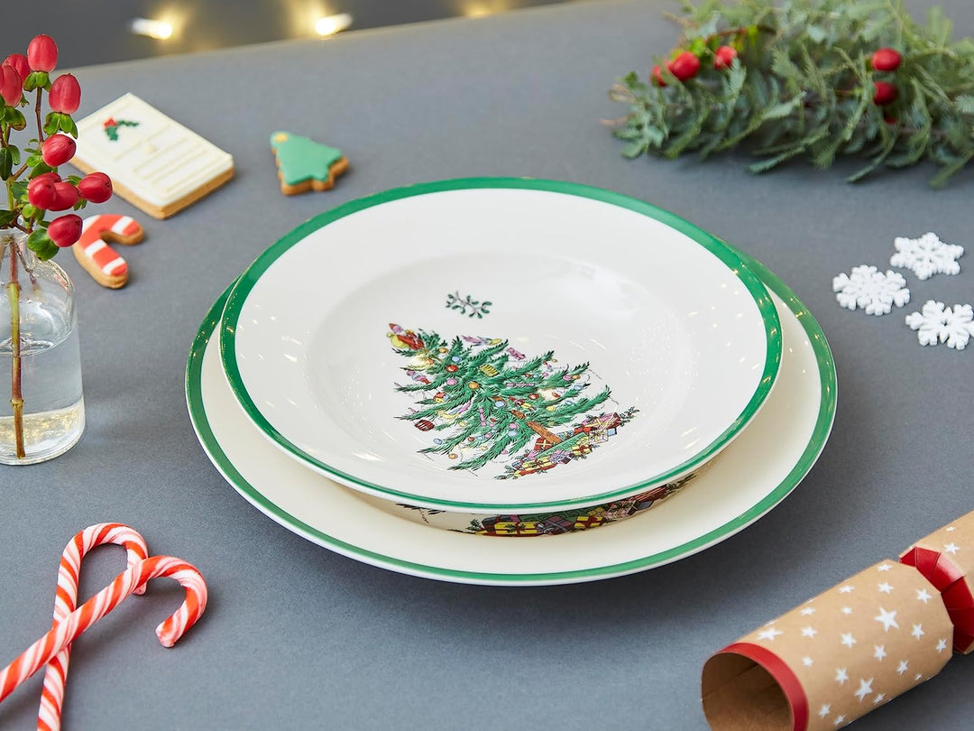 Portmeirion Home & Gifts Spode Suppenteller, Keramik, mehrfarbig, 4 Stück, 23 x 23 x 4 cm Weihnachts