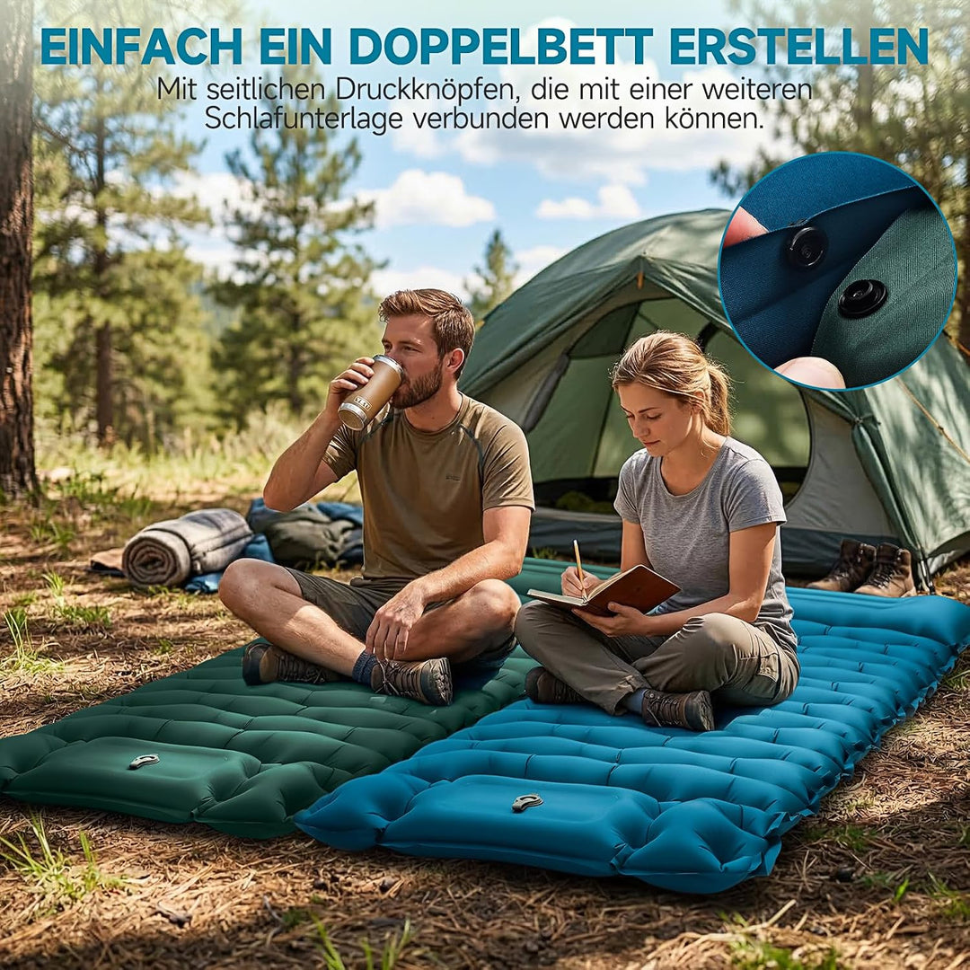 Isomatte Camping Luftmatratze 9,5cm verdickt, 200x69 cm Ultraleicht | Luftzellenmatte Aufblasbare Ma