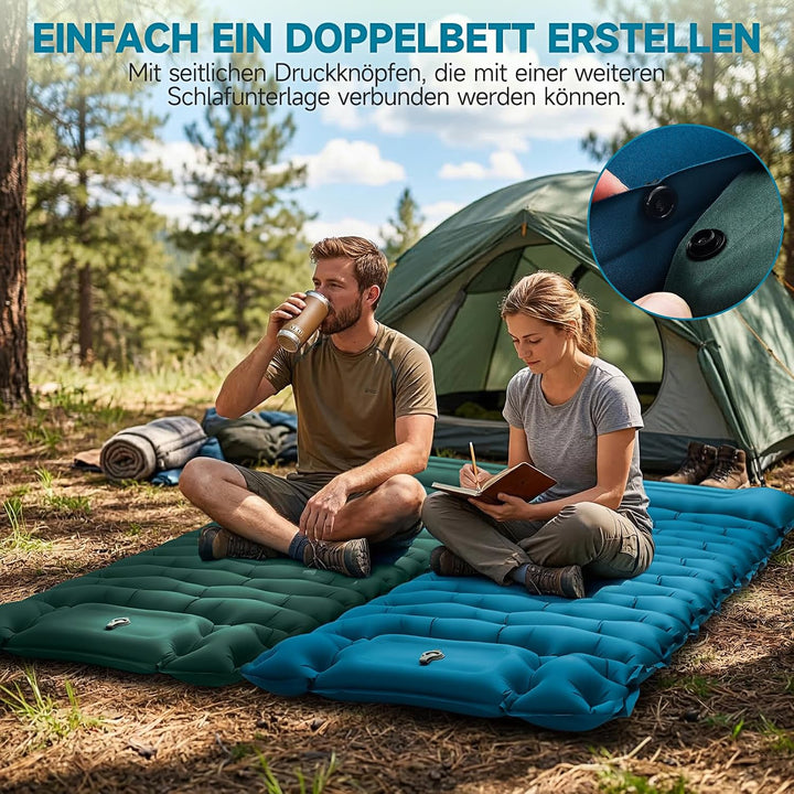 Isomatte Camping Luftmatratze 9,5cm verdickt, 200x69 cm Ultraleicht | Luftzellenmatte Aufblasbare Ma
