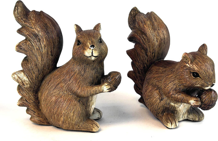 GeKi Trend 2er Set Eichhörnchen Paar Dekofiguren Gartendeko wetterfest 17/19 cm gross