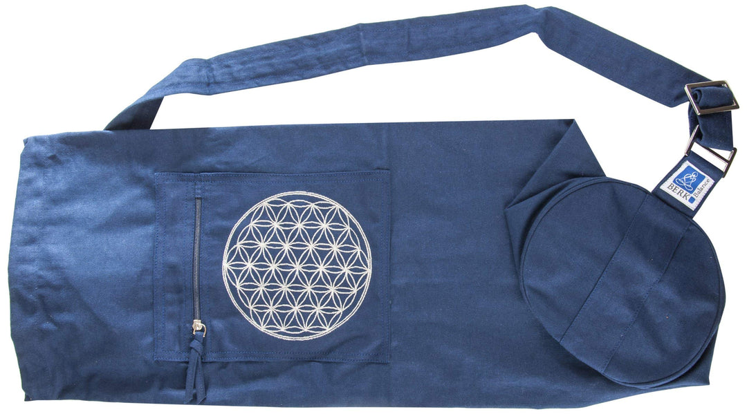 Berk YO-15-BL Meditations-Zubehör - Yoga Tasche mit Blume von Lebens, blau
