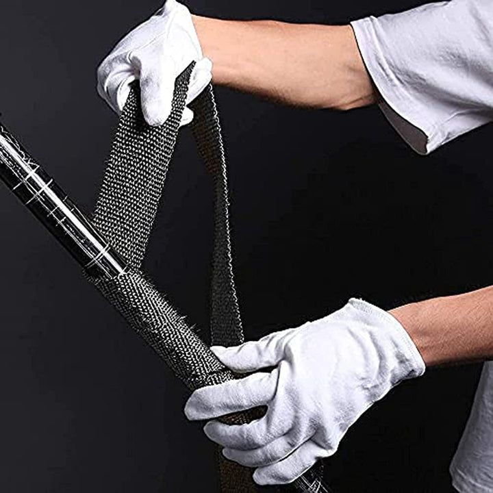 Hitzeschutzband Motorrad 15M Schwarz, Auspuff Hitzeschutzband mit 12 Stück 300x4,6 mm Deecam Kabelbi