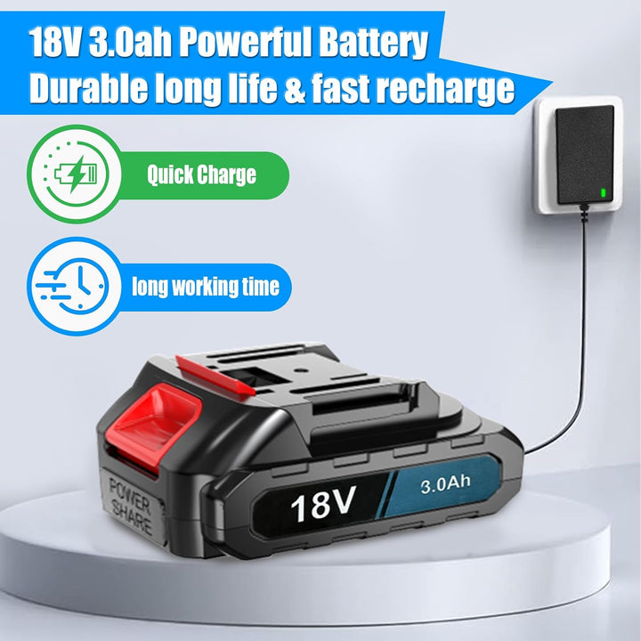 18V 2pcs 3.0Ah Ersatzbatterien und Ladegeräte