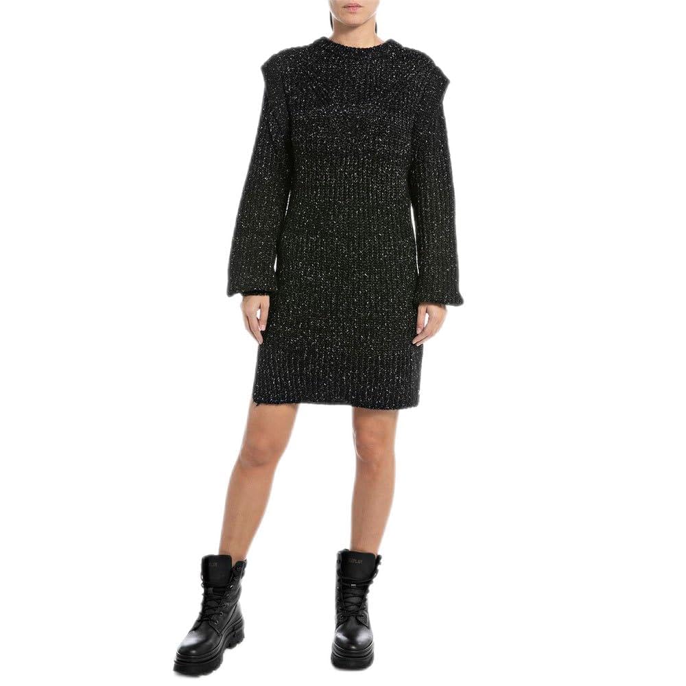 Replay Damen Strickkleid Kurz L Black 098, L Black 098