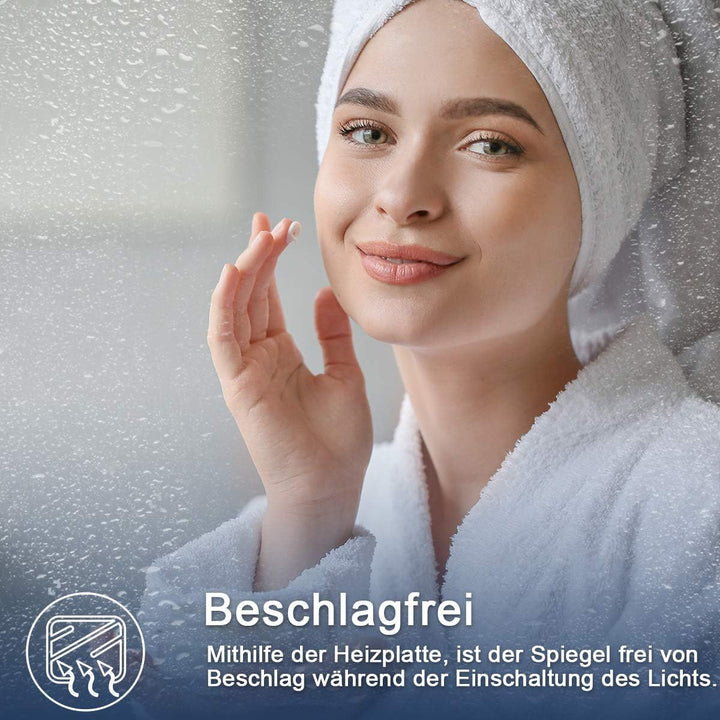 SONNI Badspiegel mit Beleuchtung 60X50 cm, Wandspiegel mit Bluetooth Lautsprecher, Anti-Beschlag LED