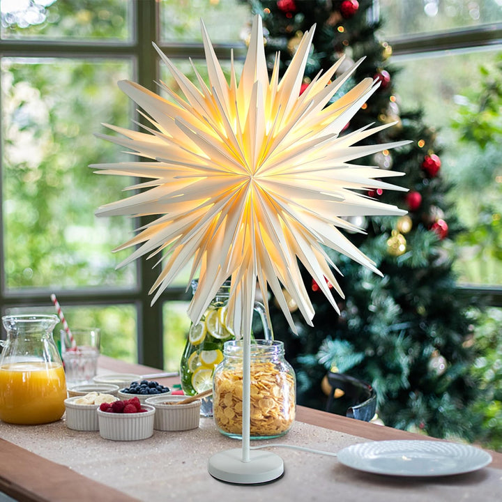 EANLOLY Stehender Weihnachtsstern Beleuchtet - LED Papierstern Weihnachten Tischlampe für Weihnachts