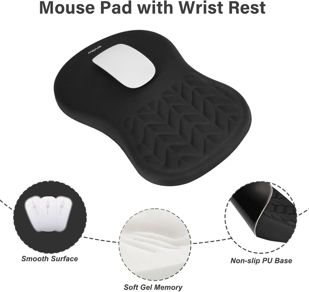 MOSISO Handgelenkstütze für Mauspad&amp;Tastatur Set, Gebogene Ergonomisches Mousepad&amp;Coaster Rutschfest