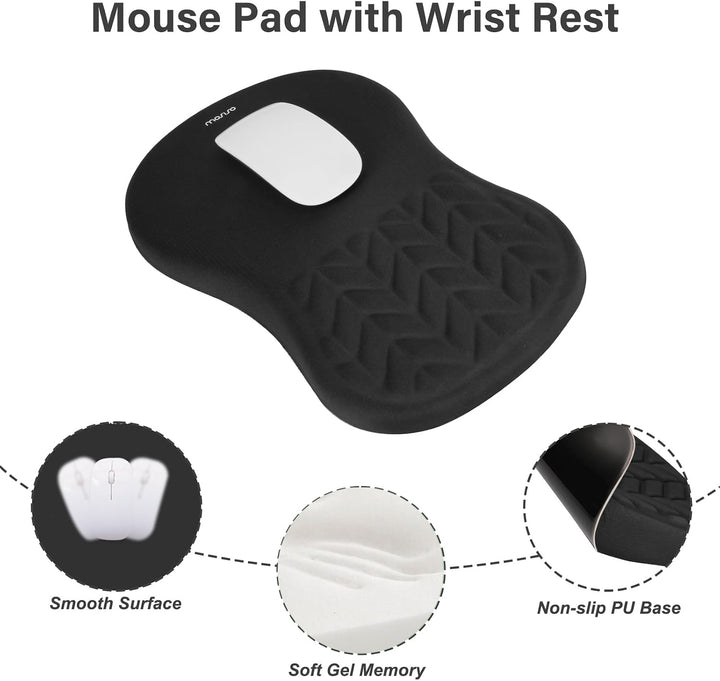 MOSISO Handgelenkstütze für Mauspad&amp;Tastatur Set, Gebogene Ergonomisches Mousepad&amp;Coaster Rutschfest