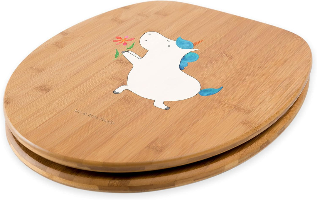 Mr. & Mrs. Panda Motiv WC Sitz Einhorn Blume - Geschenk, Pegasus, Pärchen, Unicorn, Toilettendeckel,