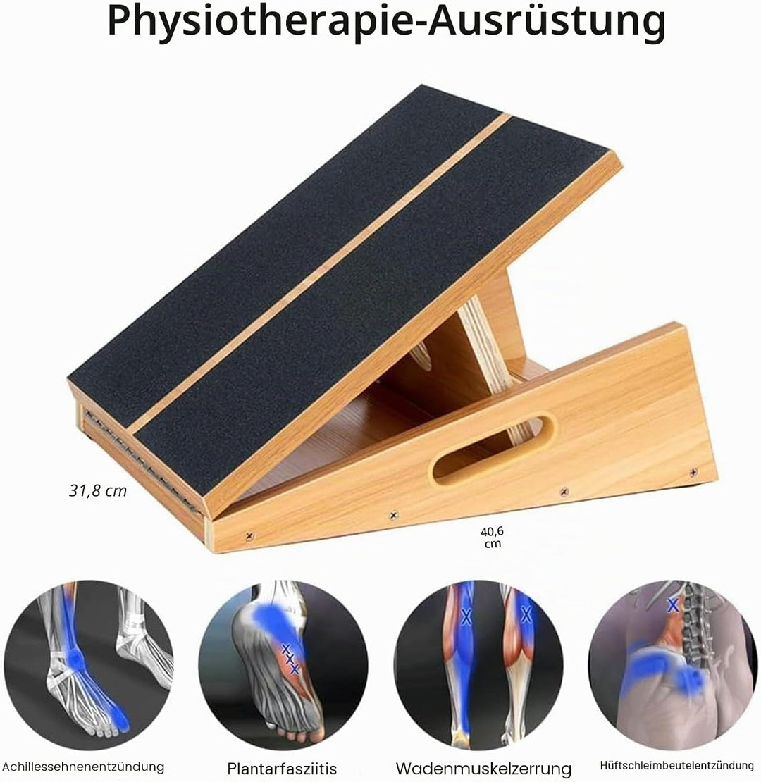 StrongTek Professionelles Slant Board Schrägbrett aus Holz, Verstellbarer und tragbarer Wadendehner,