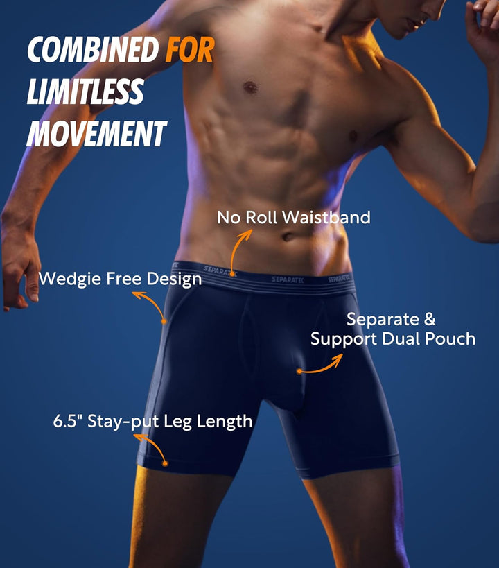 Separatec Boxershorts Herren Mehrfachpackung Sport Schnell trocknend Doppelbeutel Dual Pouch Unterho