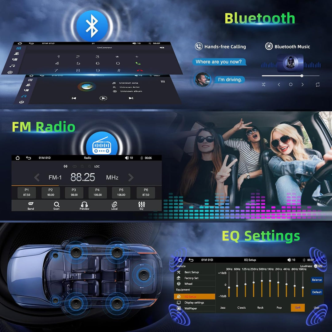 Autoradio 1 DIN mit Wireless CarPlay & Android Auto, 6,86-Zoll HD Touchscreen Auto Display, Mirror L