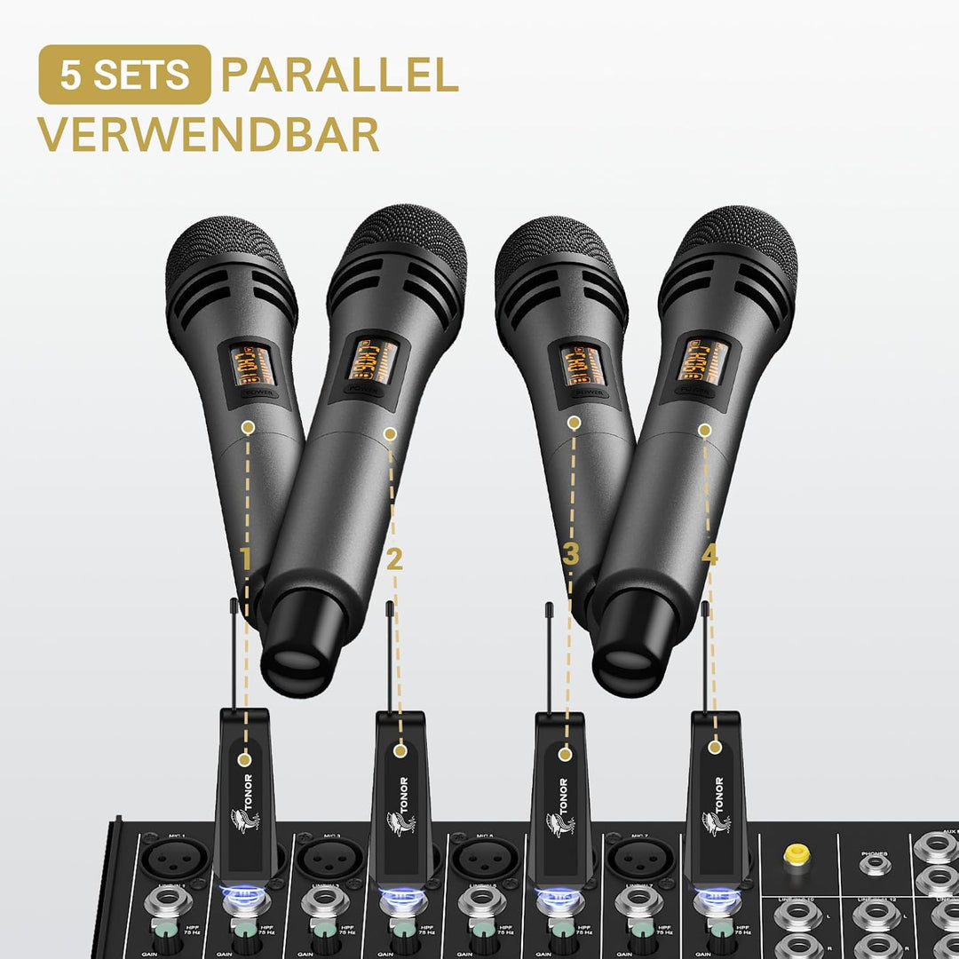 TONOR Mikrofon kabellos, drahtloses Funkmikrofon Wireless Microphone Handmikrofon dynamisch Microfon