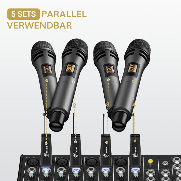 TONOR Mikrofon kabellos, drahtloses Funkmikrofon Wireless Microphone Handmikrofon dynamisch Microfon