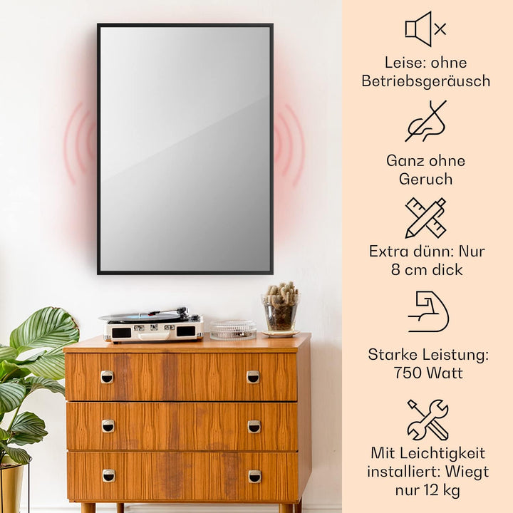 Klarstein Infrarotheizung, Infrarot Spiegelheizung Standgerät, Infrarotheizung mit Thermostat, Heizu