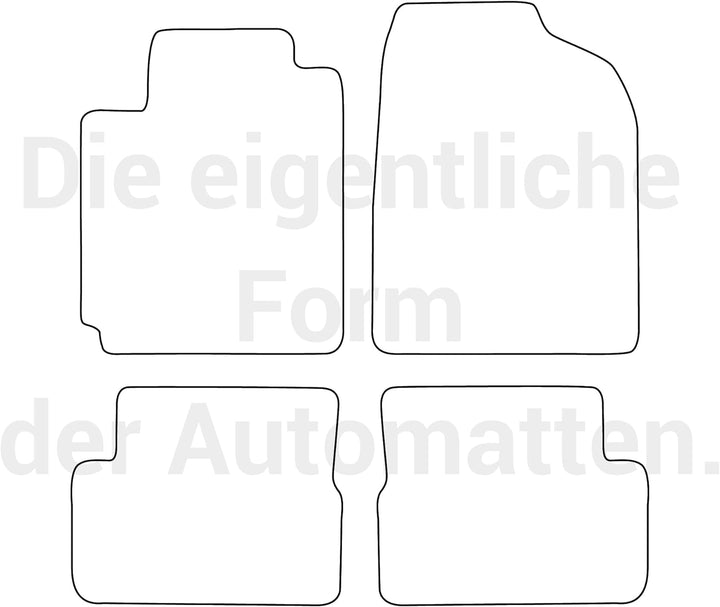 moto-MOLTICO Fussmatten Auto Velours Autoteppiche Schwarz Automatten Set 4-teilig passend für Toyota
