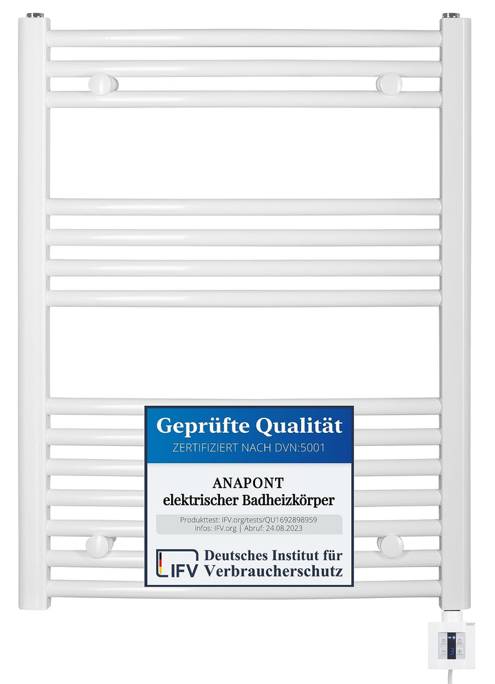 anapont elektrischer Badheizkörper - gebogen - weiss - Timer-Funktion - Handtuchheizkörper - Badheiz