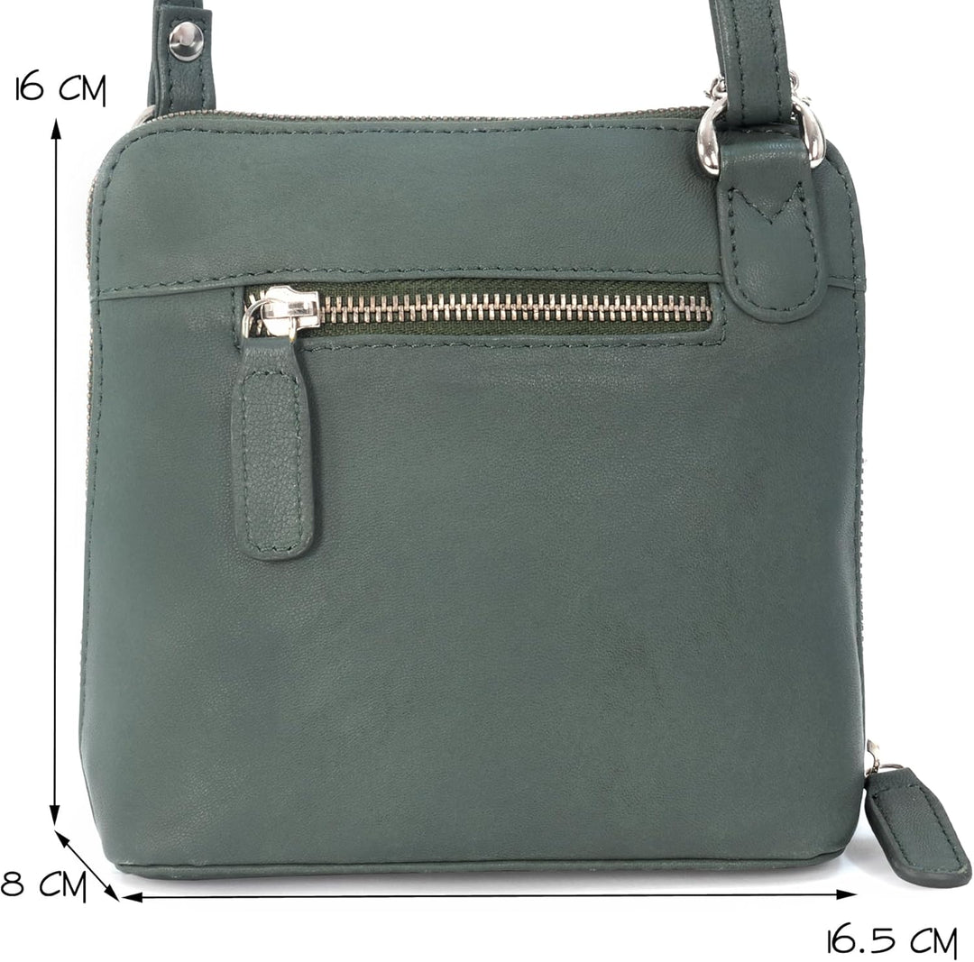 Catwalk Collection Handbags - Leder - Klien Umhängetasche/Schultertasche - LENA S Grün, S Grün