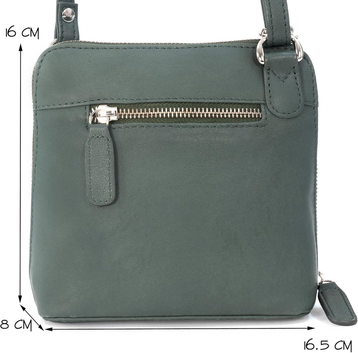 Catwalk Collection Handbags - Leder - Klien Umhängetasche/Schultertasche - LENA S Grün, S Grün