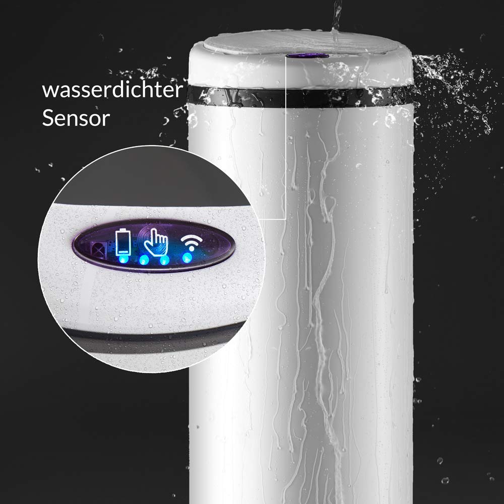 Monzana® Mülleimer Küche mit Sensor Leise 40L Edelstahl USB Ladekabel Deckel Berührungslos Abfalleim