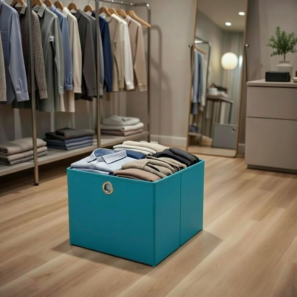 StickandShine 4er Set Türkis Faltbox 28 x 28 x 28 cm Aufbewahrungsbox faltbar, Türkis