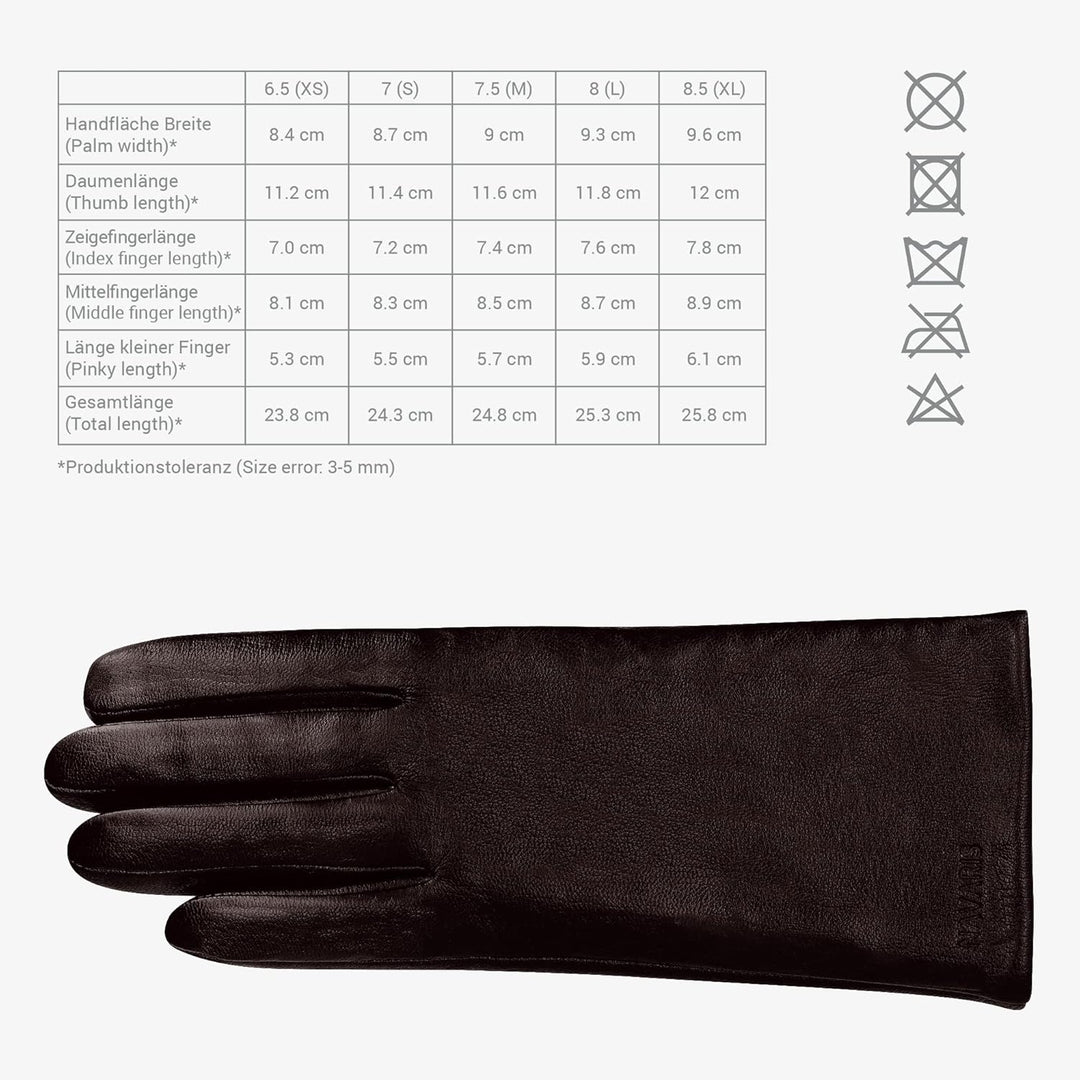 Navaris Touchscreen Nappa Lederhandschuhe für Damen - Leder Handschuhe aus Lammleder mit Kaschmir Mi