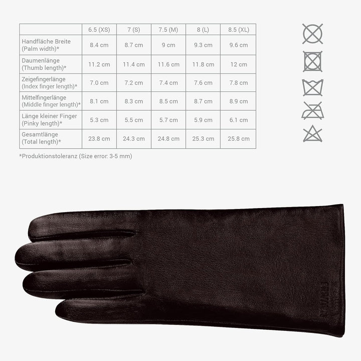 Navaris Touchscreen Nappa Lederhandschuhe für Damen - Leder Handschuhe aus Lammleder mit Kaschmir Mi