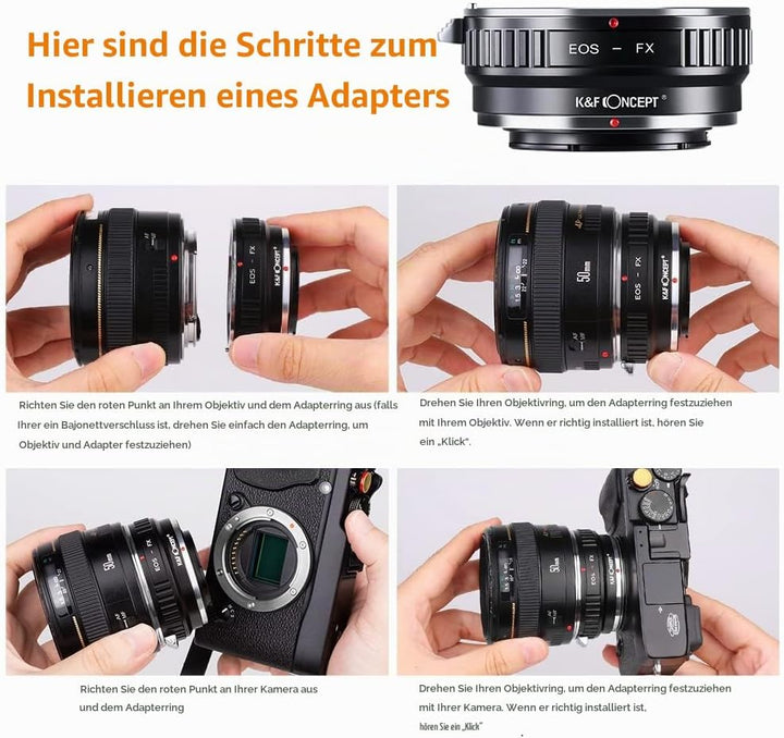 K&amp;F Concept EOS EF/EFS Objektivadapter auf FujiFX Mount X-Pro1 X Kamera X-Serie, spiegellose Kameras