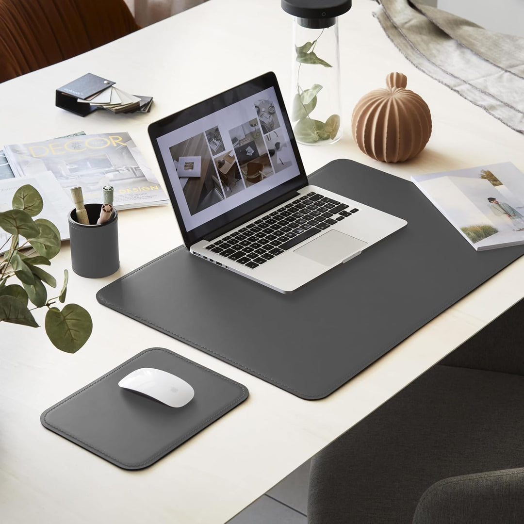 eglooh - Herms - Mauspad aus Leder Anthrazit Grau cm 25x20 - Mousepad für Schreibtisch und Büro, han