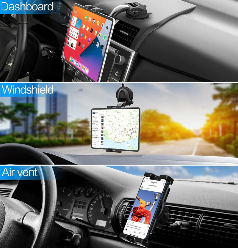 woleyi Tablet Halterung Auto Saugnapf, Armaturenbrett Windschutzscheibe Lüftung KFZ Tablet Halterung