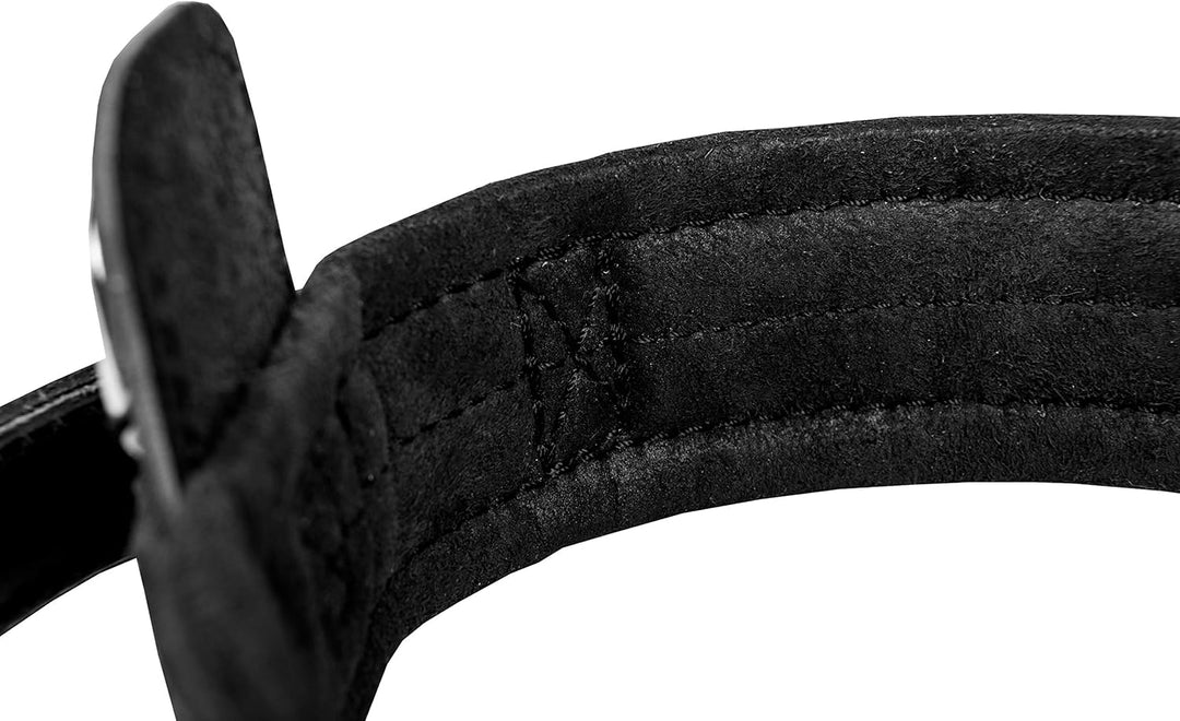 Dingo Gear Lederhalsband für Hund ''Drago'' Amortisiert Schwarz mit Griff Handgefertigt S04022, 56-6