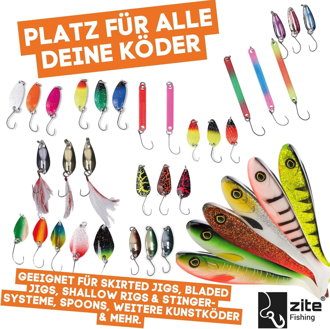 Zite Fishing Köderbox Angeln Set für Jigs & Kunstköder 3 STK | Flache Sortierbox mit EVA-Schaumeinla