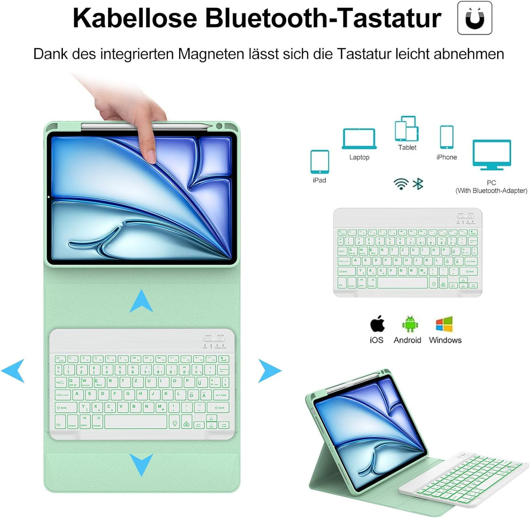 IVEOPPE Tastatur für iPad Air 13 (2025/2024), Hülle mit Tastatur für iPad air 13 Zoll M3/M2, 7-Farbi