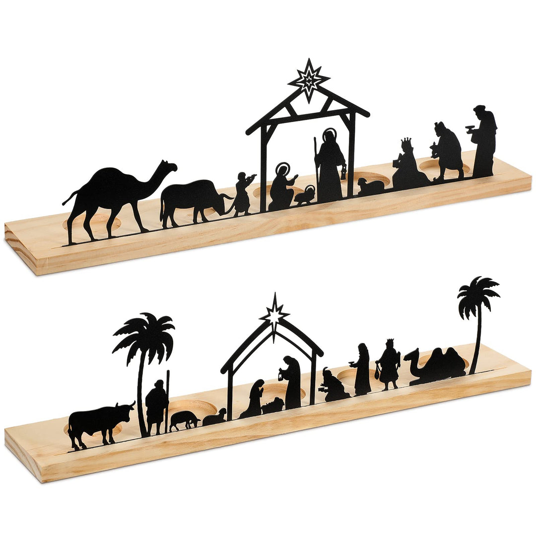 Geelin Weihnachtskrippen-Set aus Metall für Weihnachtsdekorationen, schwarz, moderne Weihnachtskripp