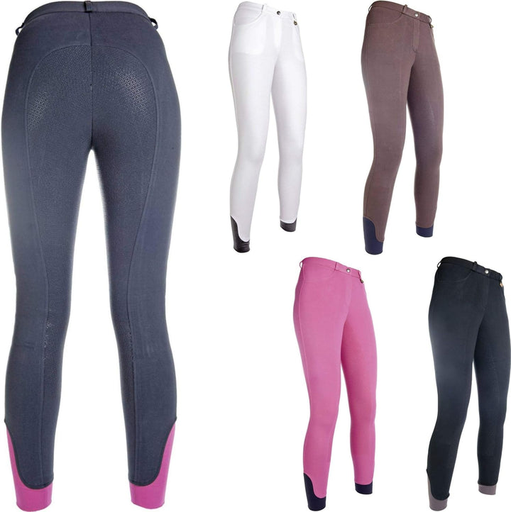 HKM Damen Reithose Silikon Vollbesatz Kate Bordeaux 5700 Olivgrün 128, 5700 Olivgrün 128