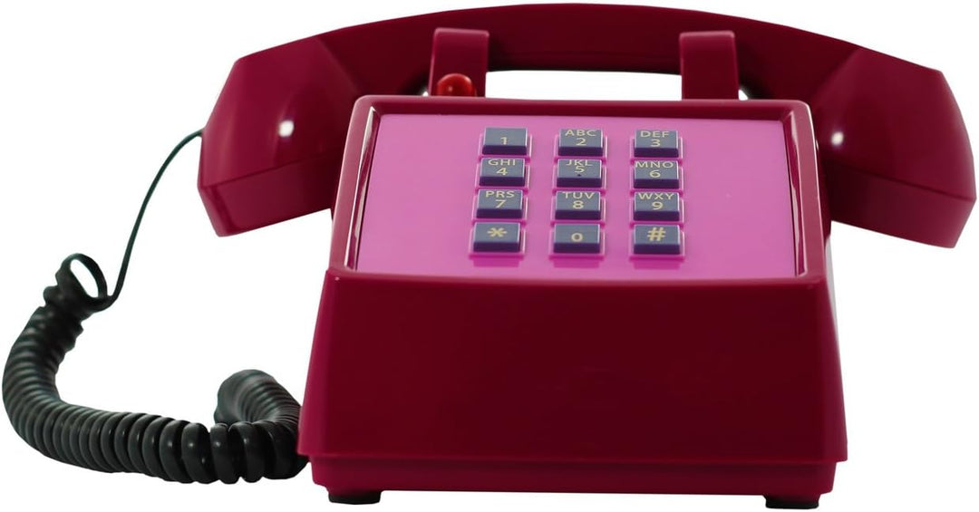 OPIS PushMeFon Cable: 1970er Designer Retro-Tastentelefon in modernen Farben mit Metallklingel (viol