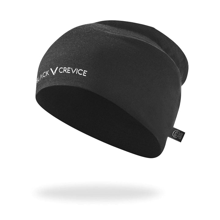 Black Crevice Merino Beanie I Stylische One Size Mütze I Hochwertige Unisex-Wintermütze aus 70% Meri