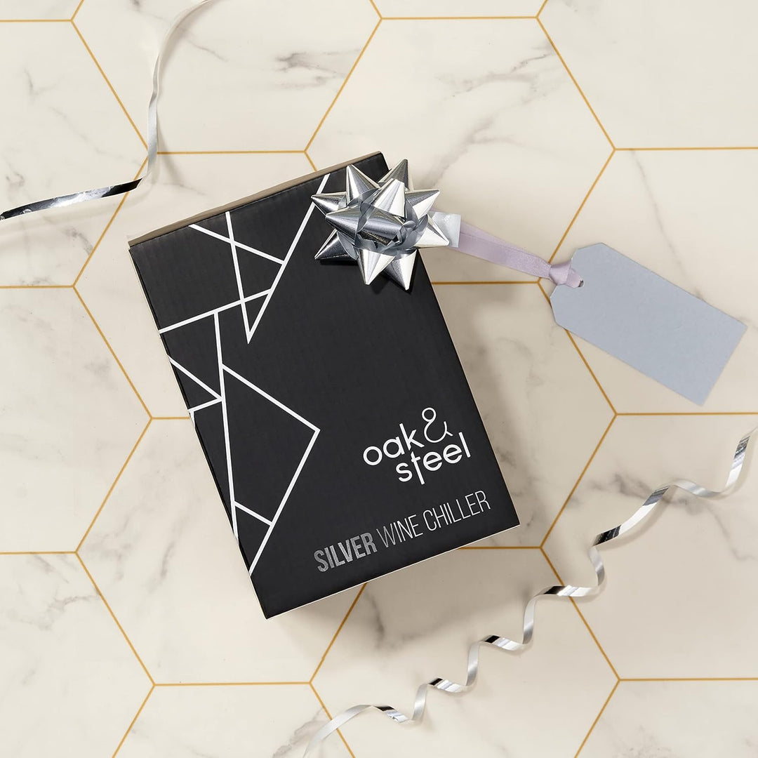 Oak & Steel - Premium Silber Doppelwandiger Edelstahl Weinkühler mit Geschenkbox - weinkühler sektkü