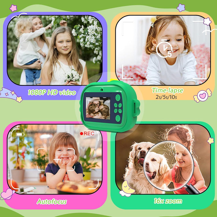 Camera Instant Camera, 2.4 Inch Display Digital Camera for Children with Printing Paper & 32G TF Car