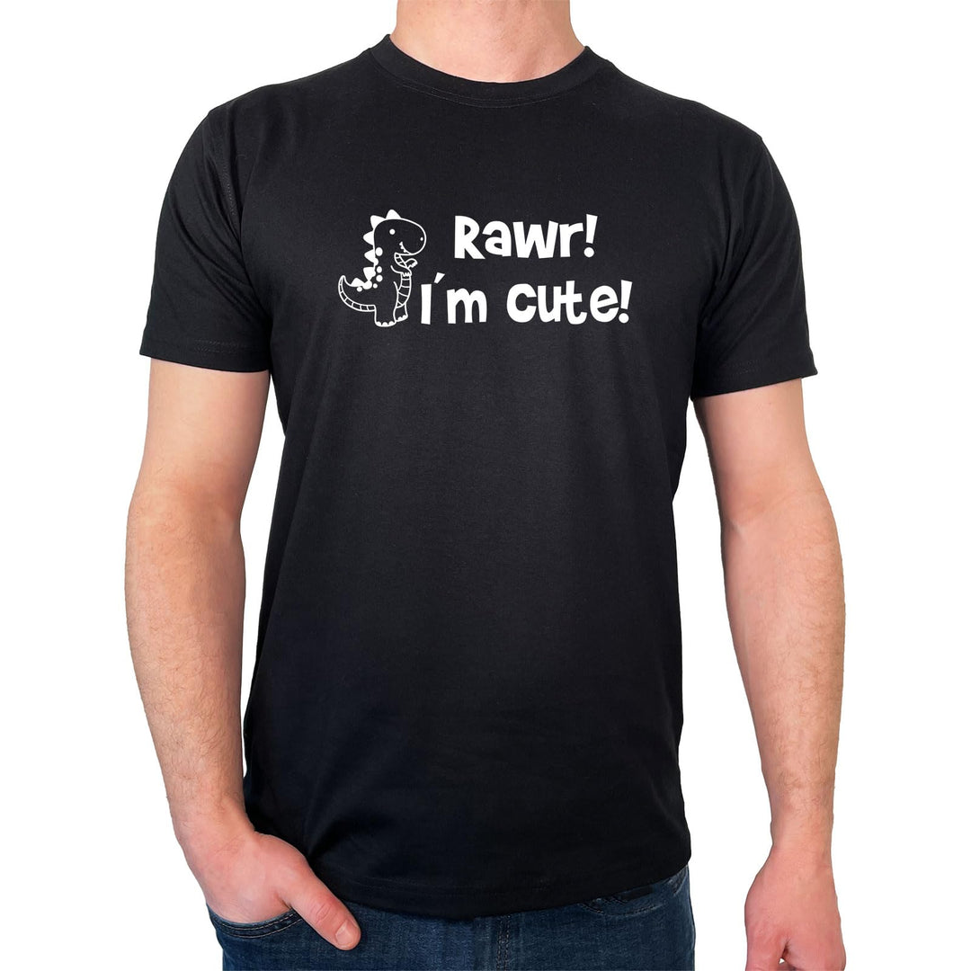 HUURAA Herren T-Shirt T-Rex I`m Cute Bio Baumwolle Fairtrade Oberteil Grösse S-3XL mit Motiv für all